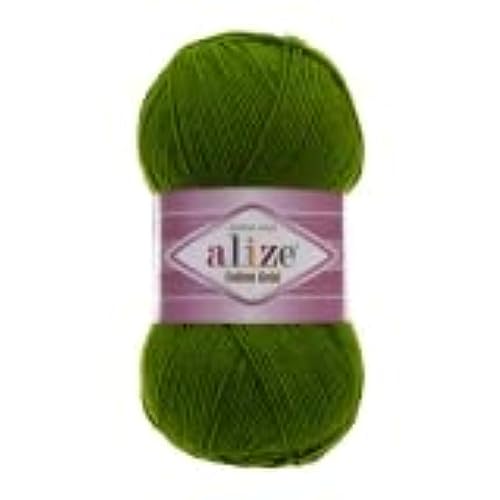 ALIZE 55% Cotton 45% Acrylic Alize Cotton Gold Yarn 1 Skein/Ball 100 gr 360 yds (35 - Green) - Image 1