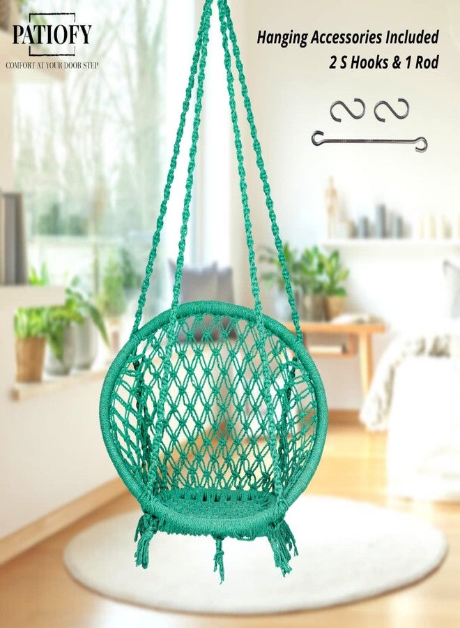 Patiofy Cotton Round Baby Swing/Jhula for Kids/Swing for Kids for Home/Jhula for Baby Swing Hanging Indoor & Outdoor/Ideal for 5-15 Years/Swing for Children/Swinging Chair for Kids (Green) - Image 5