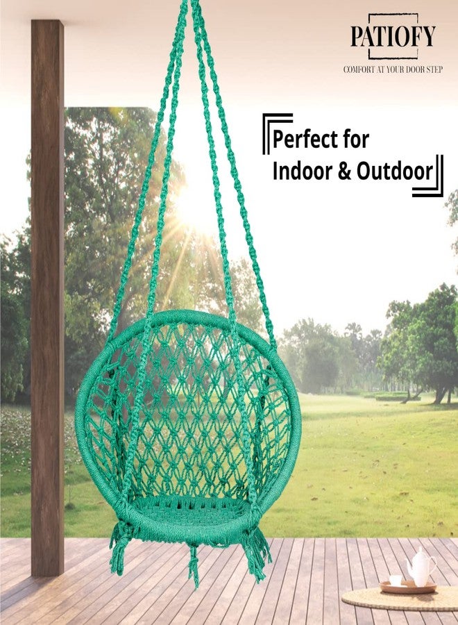 Patiofy Cotton Round Baby Swing/Jhula for Kids/Swing for Kids for Home/Jhula for Baby Swing Hanging Indoor & Outdoor/Ideal for 5-15 Years/Swing for Children/Swinging Chair for Kids (Green) - Image 2
