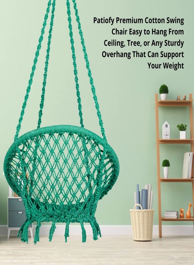 Patiofy Cotton Round Baby Swing/Jhula for Kids/Swing for Kids for Home/Jhula for Baby Swing Hanging Indoor & Outdoor/Ideal for 5-15 Years/Swing for Children/Swinging Chair for Kids (Green) - Image 4
