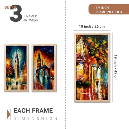 kotart City View Decorative Modern Wall Art Print With Frame Abstract Paintings For Living Room Bed Room Hotel Wall Decor Digital Reprint Engineered Wood Set of 3 (Art 5, 10x19 inch) - Image 2
