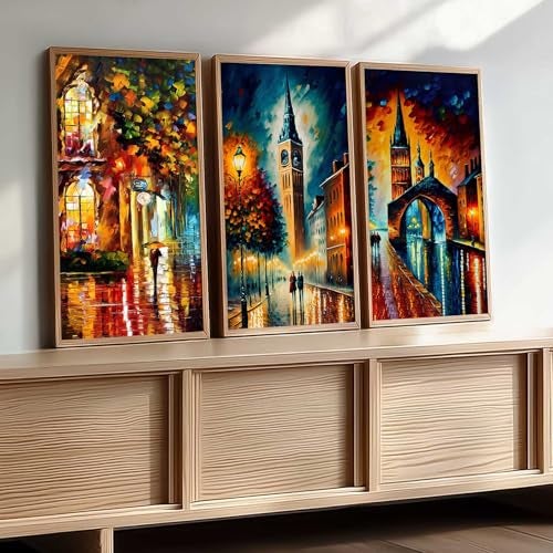 kotart City View Decorative Modern Wall Art Print With Frame Abstract Paintings For Living Room Bed Room Hotel Wall Decor Digital Reprint Engineered Wood Set of 3 (Art 5, 10x19 inch) - Image 5