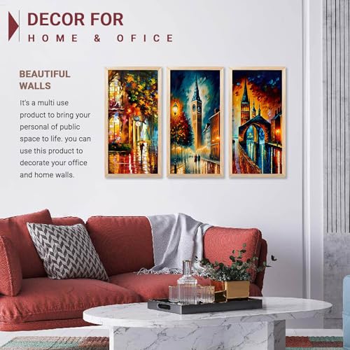 kotart City View Decorative Modern Wall Art Print With Frame Abstract Paintings For Living Room Bed Room Hotel Wall Decor Digital Reprint Engineered Wood Set of 3 (Art 5, 10x19 inch) - Image 4