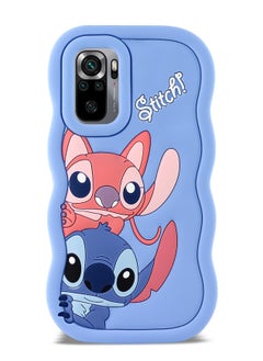 Lilo and Stitch Cartoon 3D Wavy Soft Silicone Phone Case for Xiaomi Mi Note 10 4G (Light Blue)