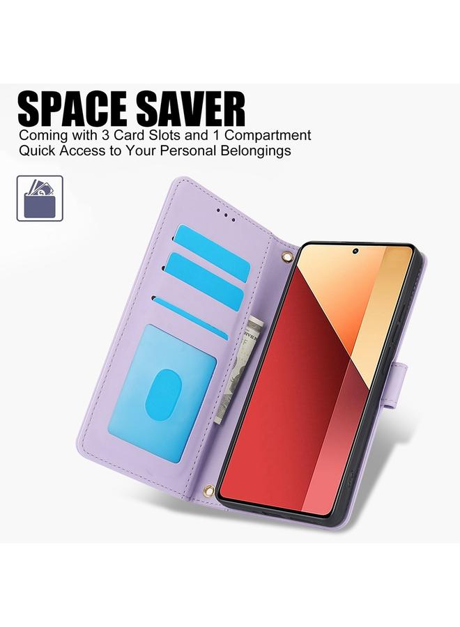 S-TOP Case For Redmi Note 12 4G Global Skin Feel Pure Color Card Slots Leather Phone Case with Dual Lanyard - Image 2