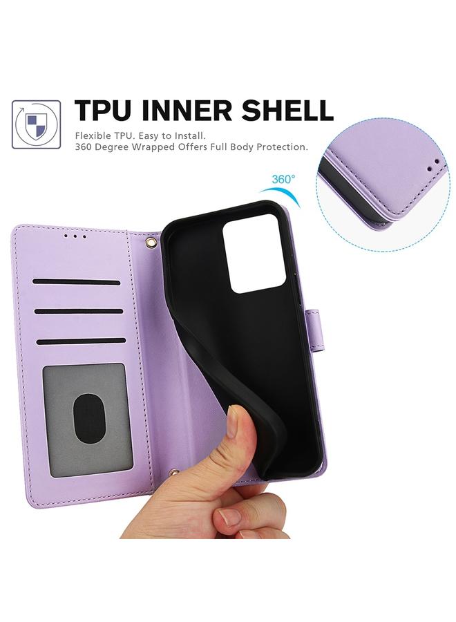 S-TOP Case For Redmi Note 12 4G Global Skin Feel Pure Color Card Slots Leather Phone Case with Dual Lanyard - Image 4