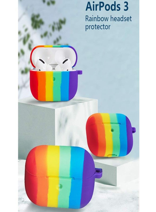 Laugwey Cute Colorful Case for Airpods Pro,Rainbow Pattern Soft Silicone Protective Case with Anti Lost Rope for AirPods Pro 2019,Rainbow Colors Protective Cover for Airpods Pro - Image 2