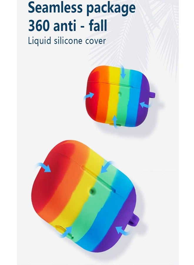 Laugwey Cute Colorful Case for Airpods Pro,Rainbow Pattern Soft Silicone Protective Case with Anti Lost Rope for AirPods Pro 2019,Rainbow Colors Protective Cover for Airpods Pro - Image 3