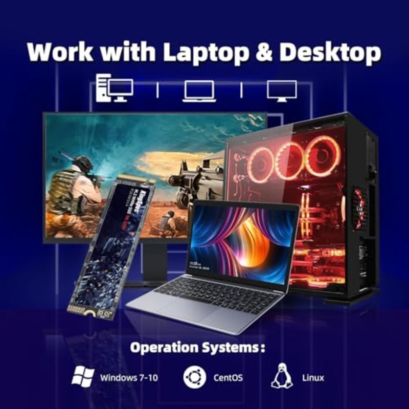 SSD، M.2 NVMe SSD Gen3x4 2280، محرك أقراص الحالة الصلبة الداخلي يصل إلى 2400 ميجابايت/ثانية مع NAND ثلاثي الأبعاد، متوافق مع سطح المكتب والكمبيوتر المحمول - Image 4