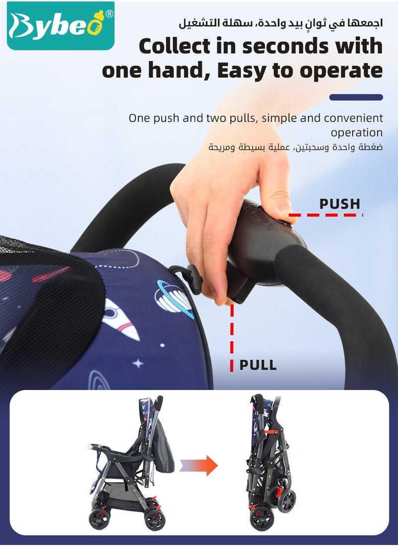 Bybeo - Standard Baby Strollers, Shock Absorption Travel Cabin, One-Hand Folding Babies Stroller for Newborn, Infant, Kids with Dinner Plate, Sunshade and  High Landscape Light, Enlarged and Widened - Image 1