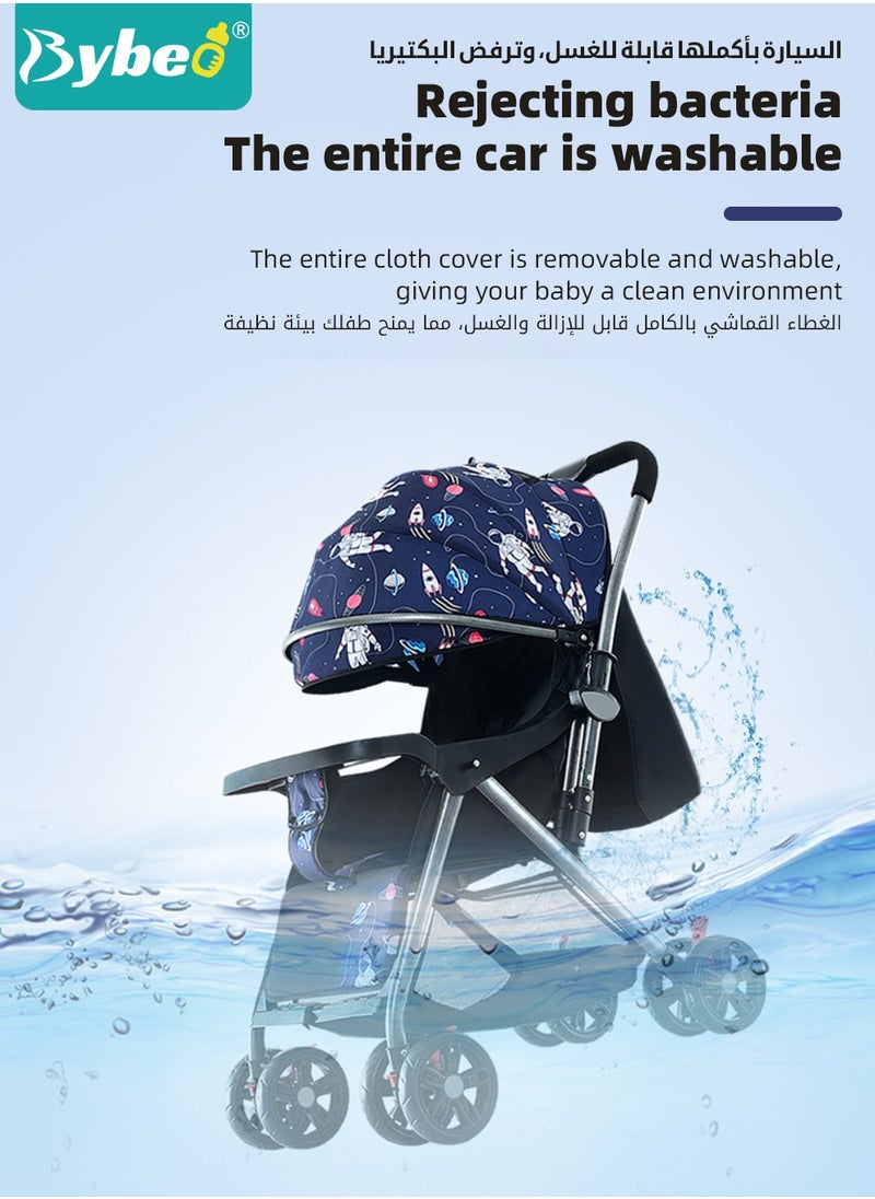 Bybeo - Standard Baby Strollers, Shock Absorption Travel Cabin, One-Hand Folding Babies Stroller for Newborn, Infant, Kids with Dinner Plate, Sunshade and  High Landscape Light, Enlarged and Widened - Image 1