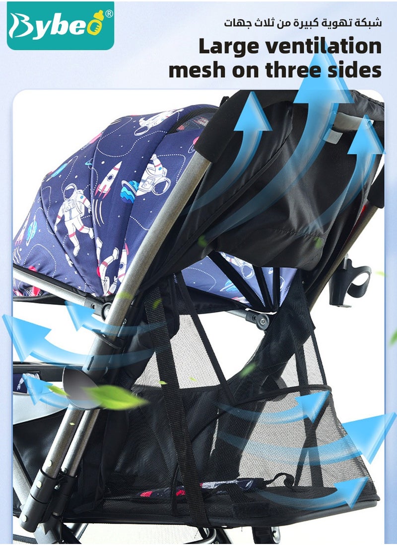 Bybeo - Standard Baby Strollers, Shock Absorption Travel Cabin, One-Hand Folding Babies Stroller for Newborn, Infant, Kids with Dinner Plate, Sunshade and  High Landscape Light, Enlarged and Widened - Image 1