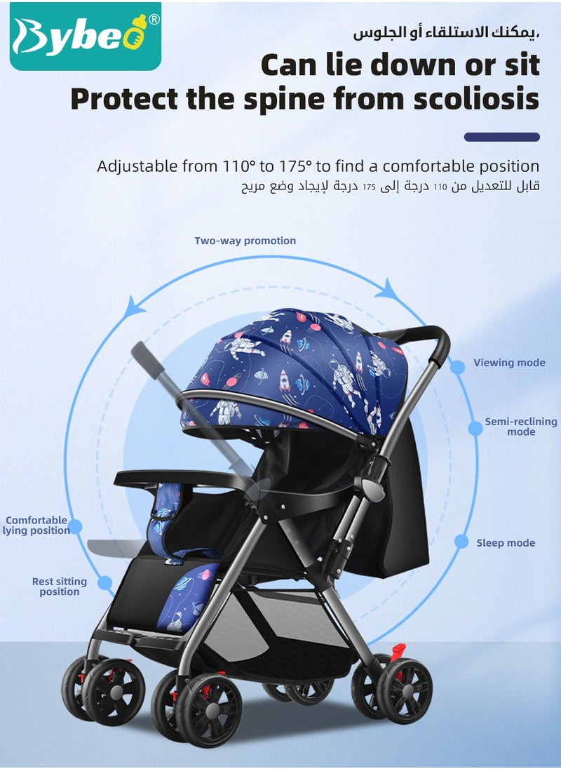 Bybeo - Standard Baby Strollers, Shock Absorption Travel Cabin, One-Hand Folding Babies Stroller for Newborn, Infant, Kids with Dinner Plate, Sunshade and  High Landscape Light, Enlarged and Widened - Image 1