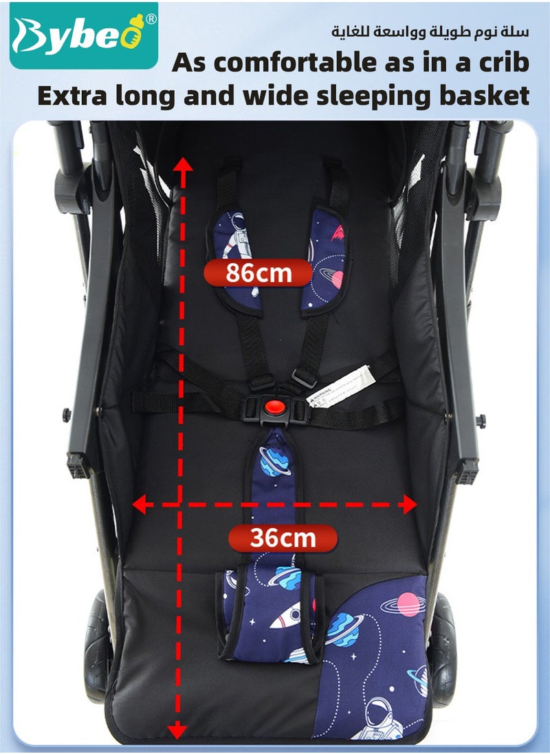 Bybeo - Standard Baby Strollers, Shock Absorption Travel Cabin, One-Hand Folding Babies Stroller for Newborn, Infant, Kids with Dinner Plate, Sunshade and  High Landscape Light, Enlarged and Widened - Image 1