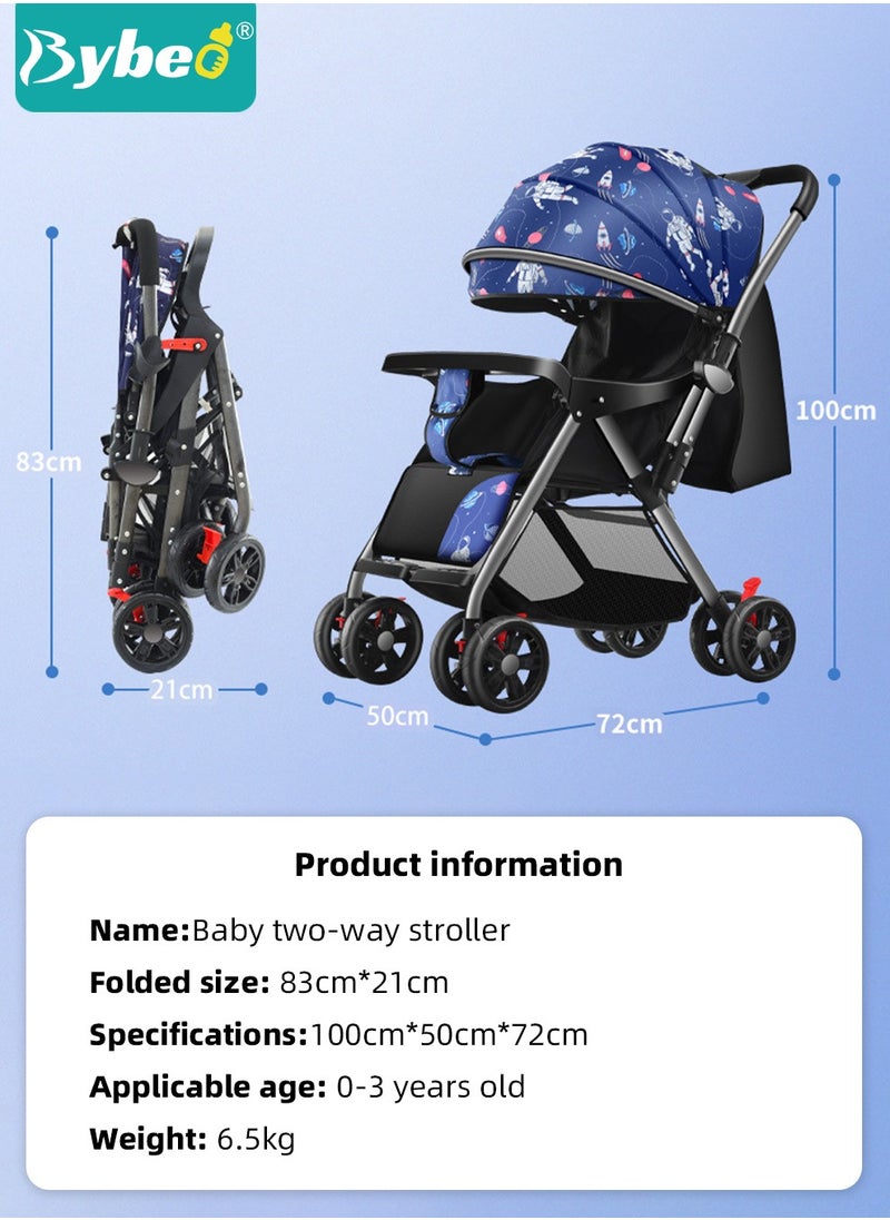 Bybeo - Standard Baby Strollers, Shock Absorption Travel Cabin, One-Hand Folding Babies Stroller for Newborn, Infant, Kids with Dinner Plate, Sunshade and  High Landscape Light, Enlarged and Widened - Image 1