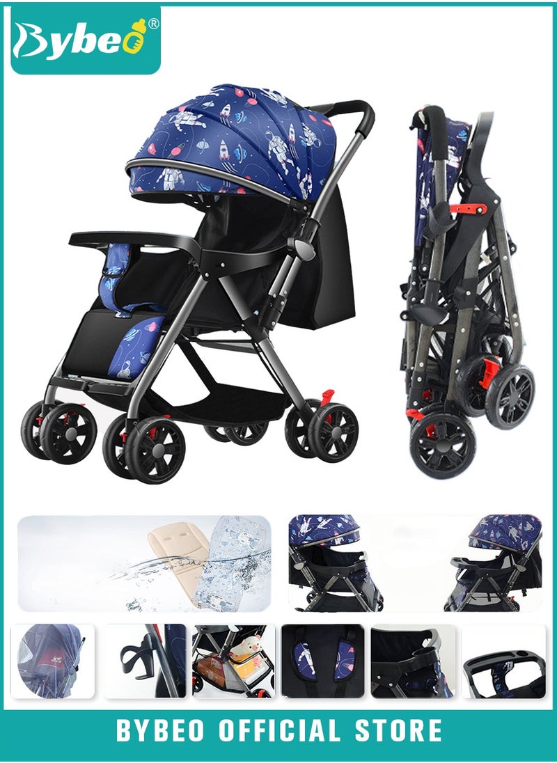 Bybeo - Standard Baby Strollers, Shock Absorption Travel Cabin, One-Hand Folding Babies Stroller for Newborn, Infant, Kids with Dinner Plate, Sunshade and  High Landscape Light, Enlarged and Widened - Image 1