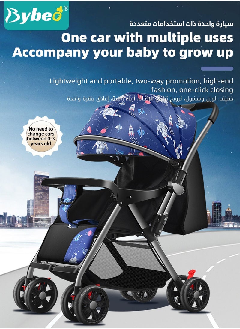 Bybeo - Standard Baby Strollers, Shock Absorption Travel Cabin, One-Hand Folding Babies Stroller for Newborn, Infant, Kids with Dinner Plate, Sunshade and  High Landscape Light, Enlarged and Widened - Image 1
