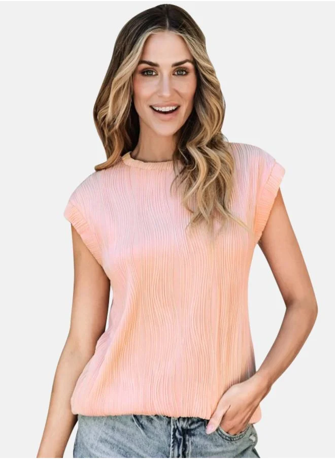 يونيكي Peach Striped Extended Sleeves Top