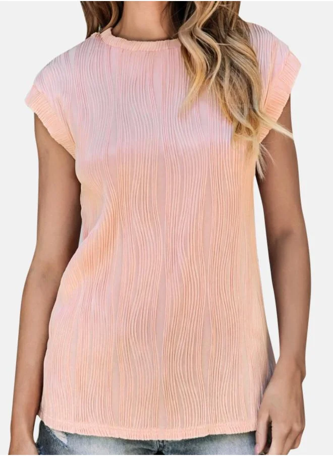 يونيكي Peach Striped Extended Sleeves Top