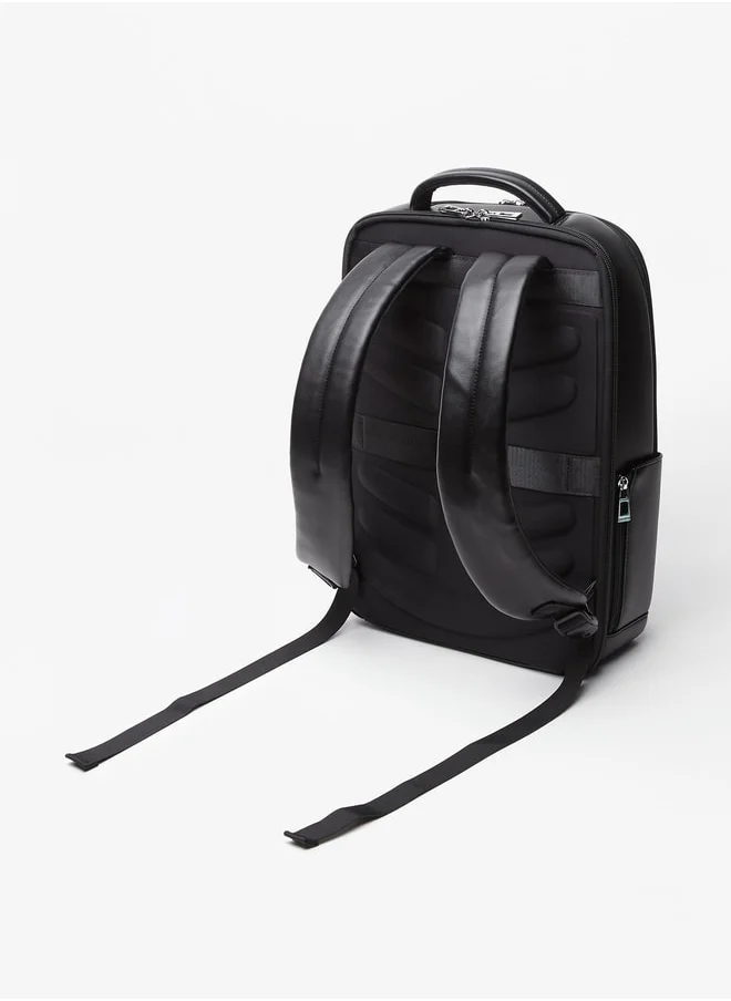 دوتشيني Men's Solid Backpack with Adjustable Shoulder Straps and USB Port