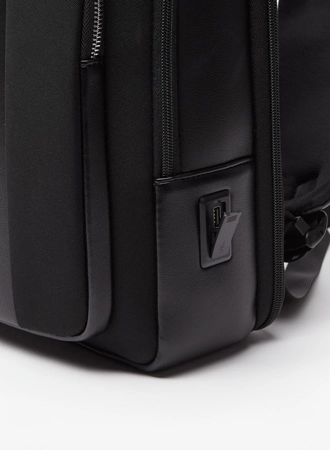 DUCHINI Men's Solid Backpack with Adjustable Shoulder Straps and USB Port