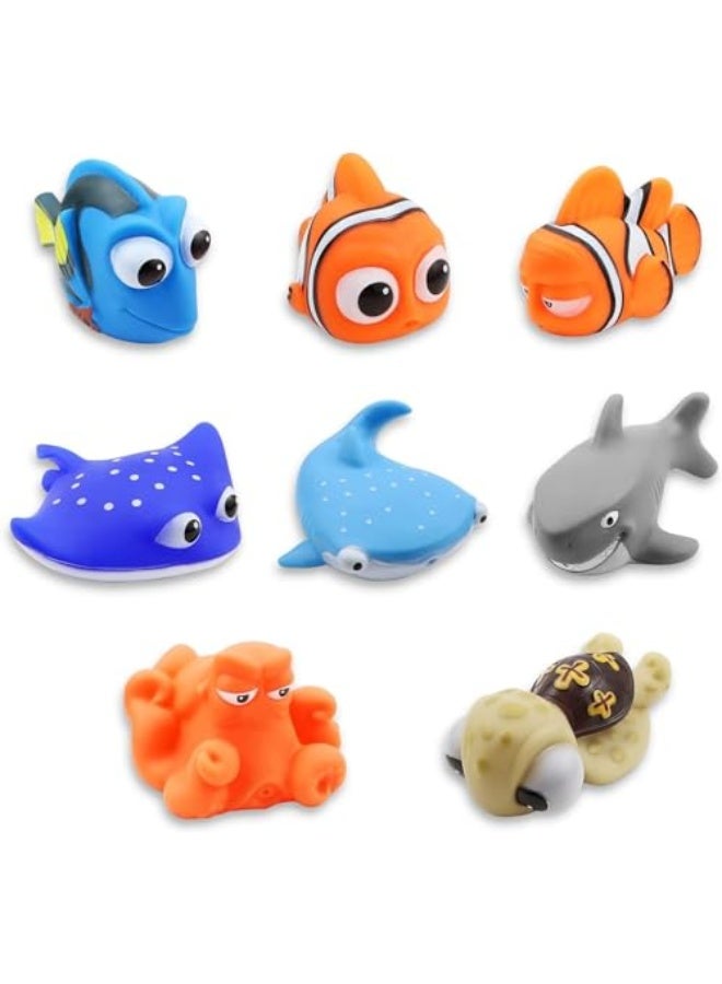 Andanna 8pcs Multicolor Sea Life Baby Bath Toys, Ages 6-18 Months, PVC Material, Squirting Water Toys for Kids Bathtub  Pool, Includes Turtle, Dory, Shark  More - Image 1