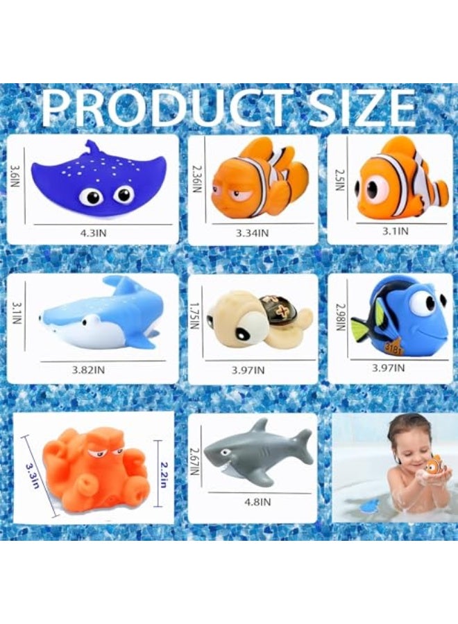 Andanna 8pcs Multicolor Sea Life Baby Bath Toys, Ages 6-18 Months, PVC Material, Squirting Water Toys for Kids Bathtub  Pool, Includes Turtle, Dory, Shark  More - Image 3