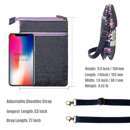 LassZone Small Crossbody Bag for Women Canvas Mobile Phone Purse Mini Shoulder Bags National Pattern Handbags Coin Pouch Wallet - Image 4
