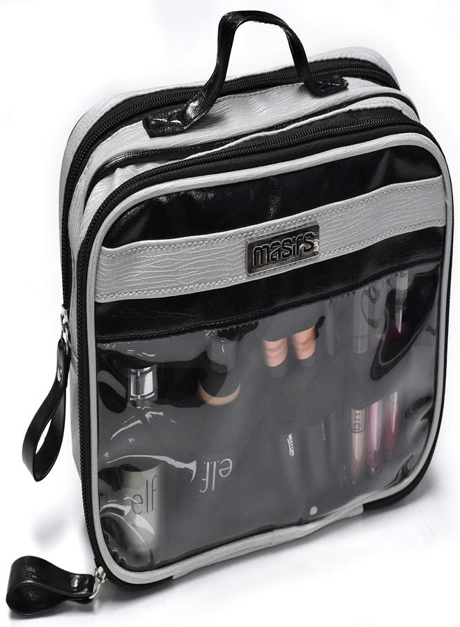 Masirs Cosmetic Toiletry Travel Bag - Zippered Pockets will Keep Cosmetics and Toiletries Organized while Traveling. Portable Hanging Shower Caddy Insert with Mesh Pockets and Toothbrush Holder. - Image 1