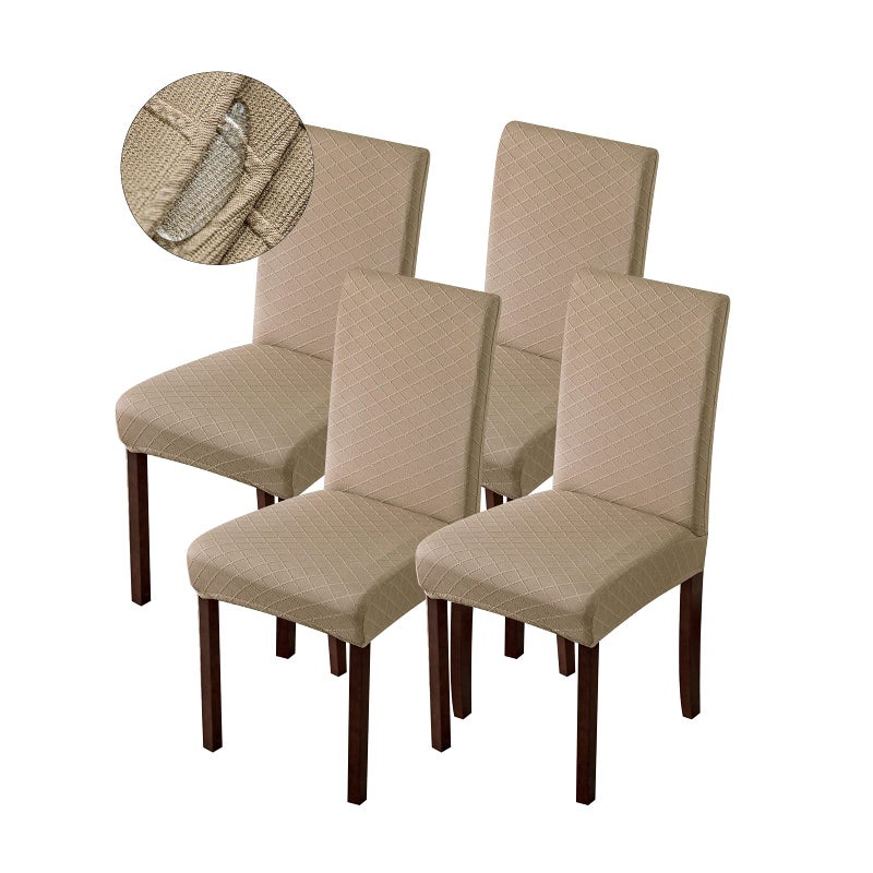 Genina Waterproof Chair Covers for Dining Room Dining Chair Covers Kitchen Parsons Chair Covers Khaki 4 PCS