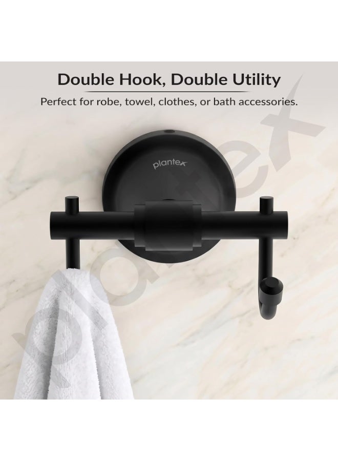 Plantex 304 Grade Stainless Steel Hooks for Hanging Clothes and Towel in Bathroom/Living Room - Niko (Black) - Image 2