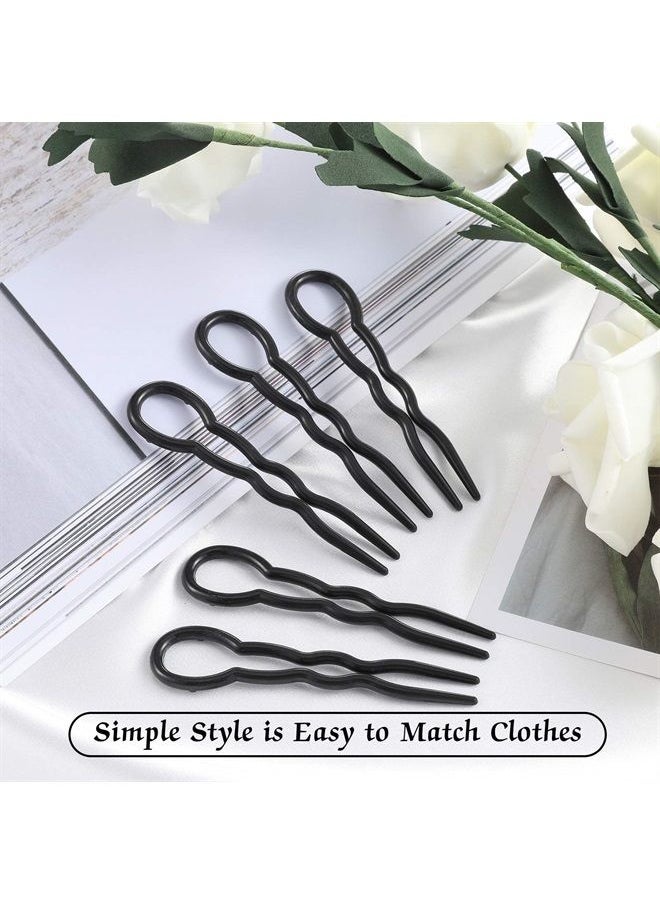 Chuangdi 24 Piece Plastic Hair Pins U Shaped Grip Pins Fast Spiral Clips Hair Grip for Women Girls bobby pins Hairstyle Accessories (Black)  - Image 2