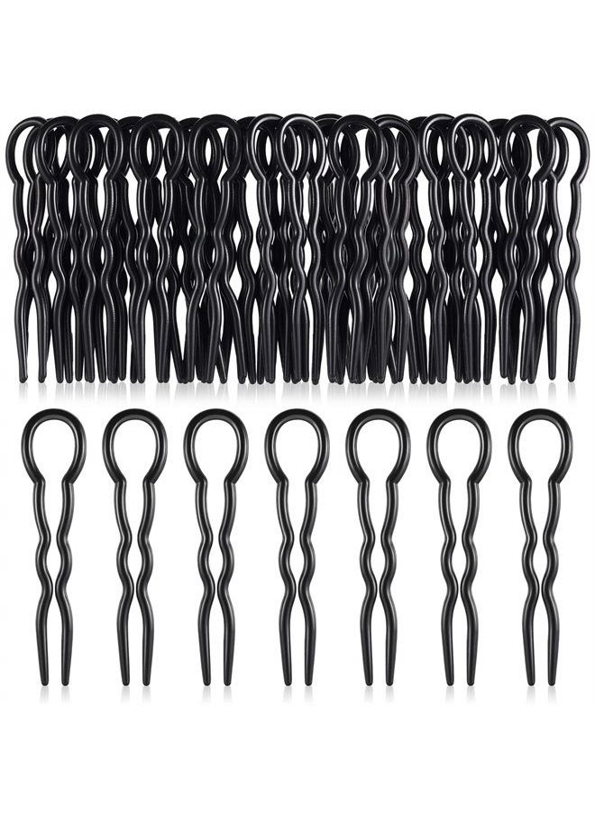 Chuangdi 24 Piece Plastic Hair Pins U Shaped Grip Pins Fast Spiral Clips Hair Grip for Women Girls bobby pins Hairstyle Accessories (Black)  - Image 1