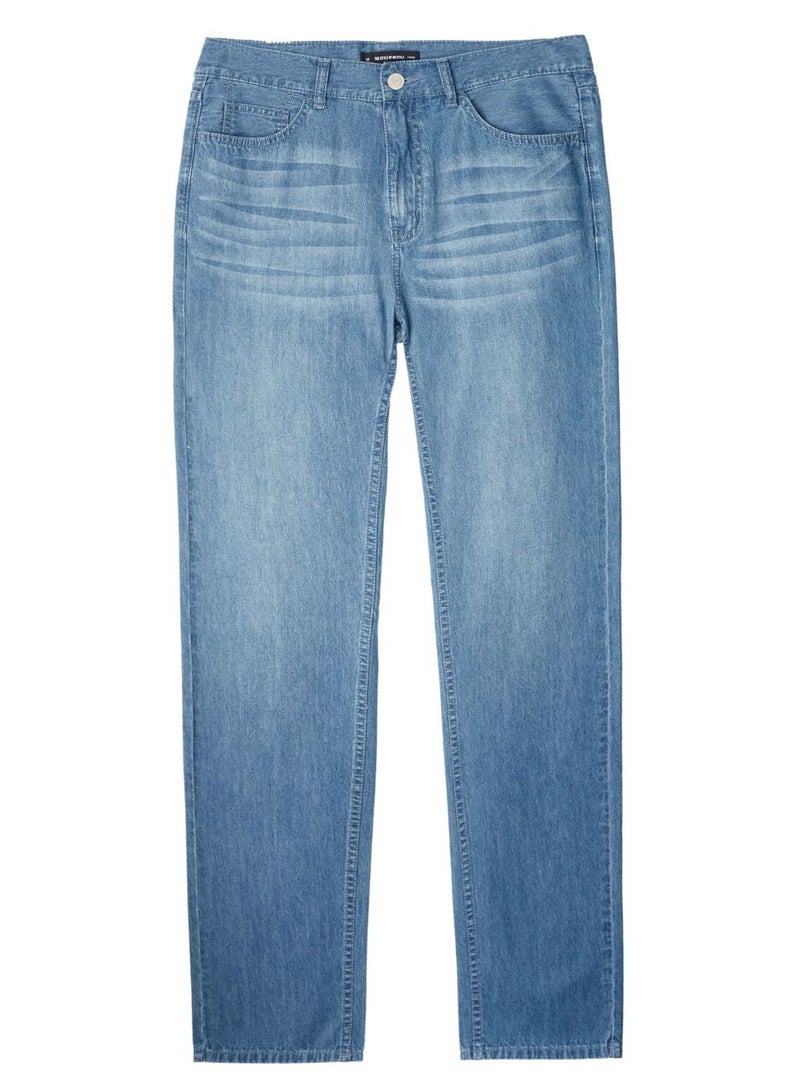 GIORDANO Men's Mid Rise Slim Fit Zipper Jeans - Image 1