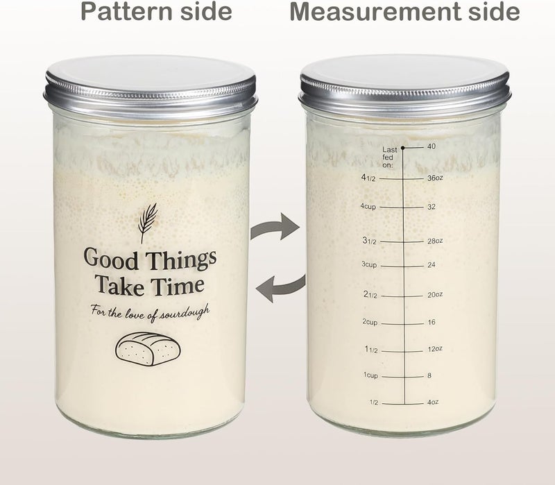 vercclik Sourdough Starter Kit-Sourdough Starter Jar and Dome-40oz Large Sourdough Starter Container with Glass Dome for Sourdough Starter Warmer. (Dome & Jar) - Image 3