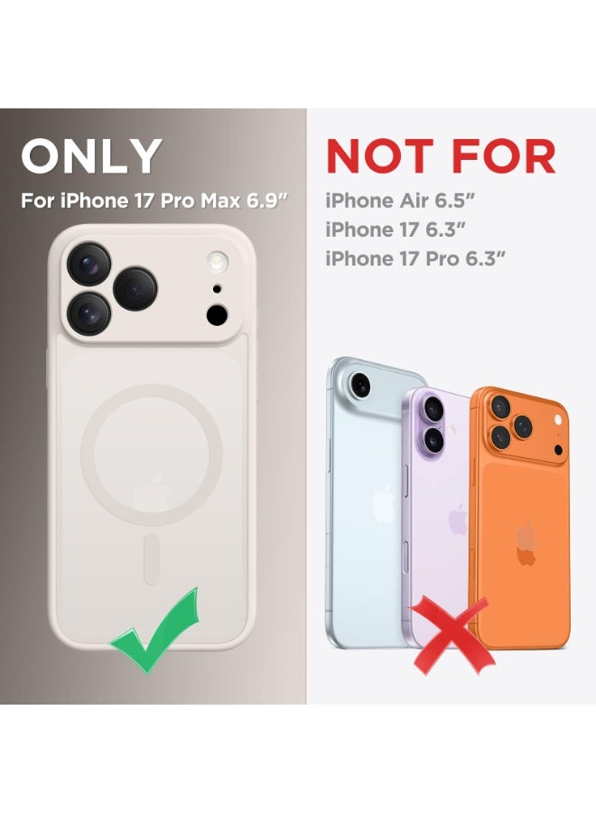 CAPRARO iPhone 17 Pro Max Case Magsafe Strong Magnet Metal Camera Button ， [Full Camera Protection][Screen Protector] Silicone Shockproof Protective iPhone 17 Pro Max Cover Magsafe Accessory Off White - Image 2