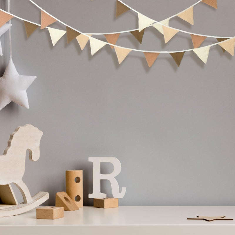 Oudain 15.5 ft Pennant Banner Flags  2 Pcs Nursery Garland Triangle Bunting Flag Baby Banner for Nursery Decor Baby Birthday Boho Wedding Shower Party Event  Each 7.75 ft(Khaki Colors) - Image 4