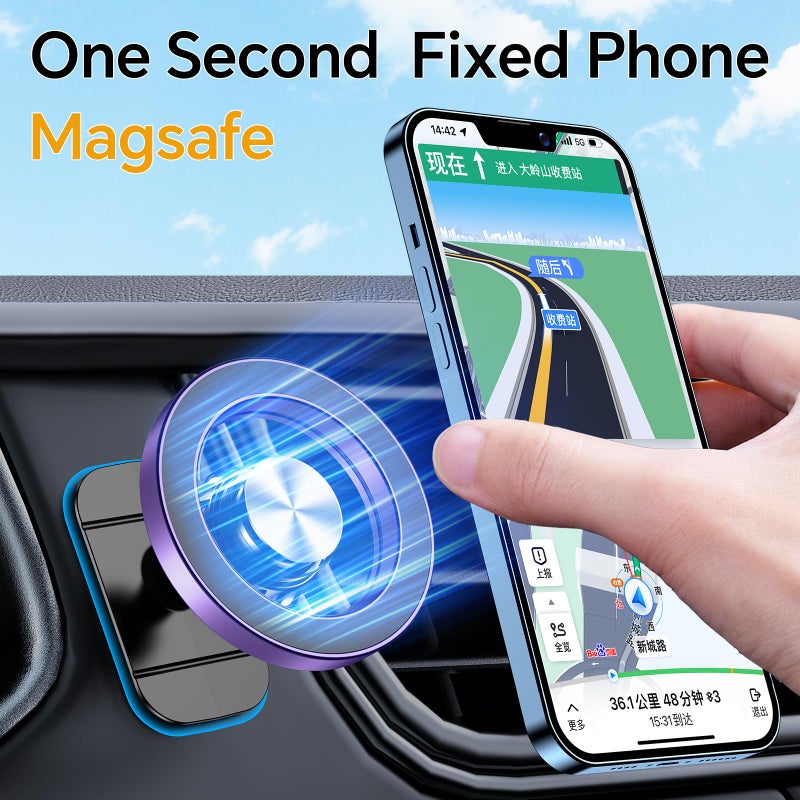 Kaistyle for Magsafe Car Mountã€20 Strong Magnetsã€‘Magnetic Phone Holder for Car Phone Holder Mount Dash Mounted Holders Cell Phone Holders for Your Car Accessories for Women Men for iPhone 17 16 15 14 - Image 3