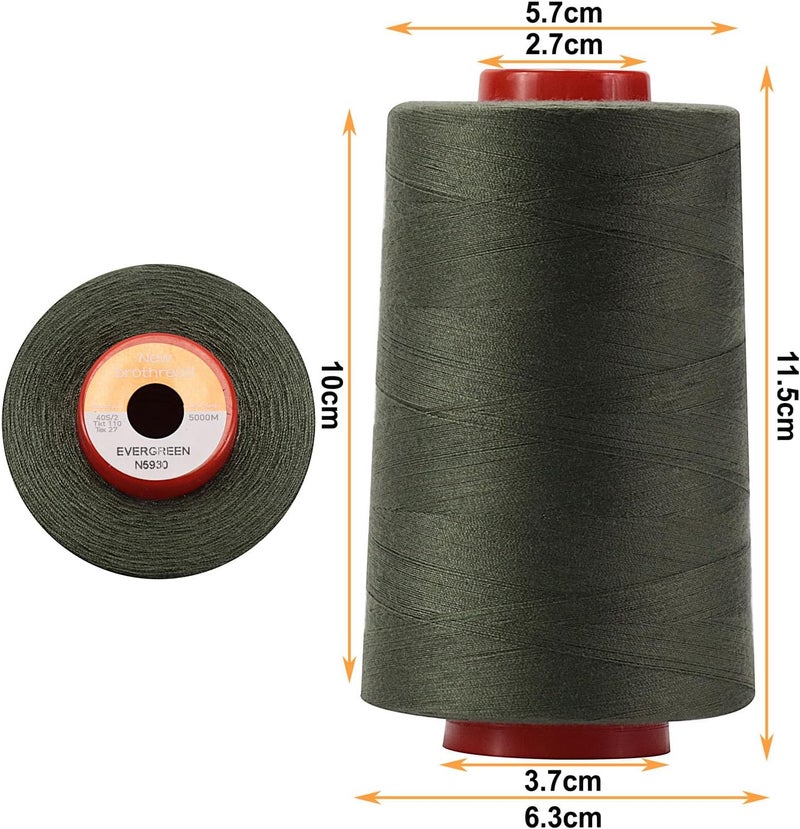 New brothread - 30 Options - 4 Large Cones of 5500Y (5000M) Each All Purpose Spun Polyester Thread 40S/2 (Tex27) for Serger, Overlock, Quilting, Piecing and Sewing - Evergreen - Image 2