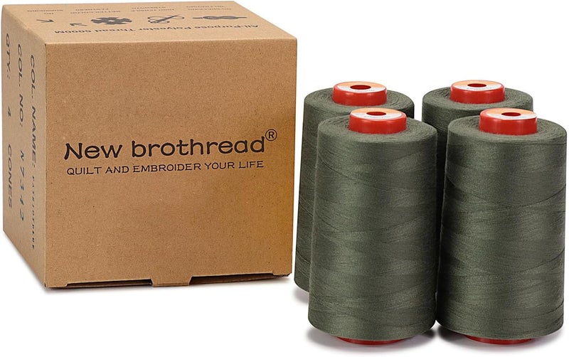 New brothread - 30 Options - 4 Large Cones of 5500Y (5000M) Each All Purpose Spun Polyester Thread 40S/2 (Tex27) for Serger, Overlock, Quilting, Piecing and Sewing - Evergreen - Image 3