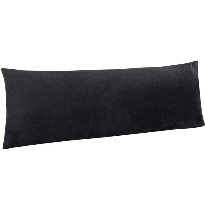 1 PACK ZIPPERED VELVET BODY PILLOW COVER SUPER SOFT AND COZY LUXURY FUZZY FLANNEL 20X54 LONG PILLOWCASE WITH ZIPPER 20X54 INCHES CHARCOAL GREY
