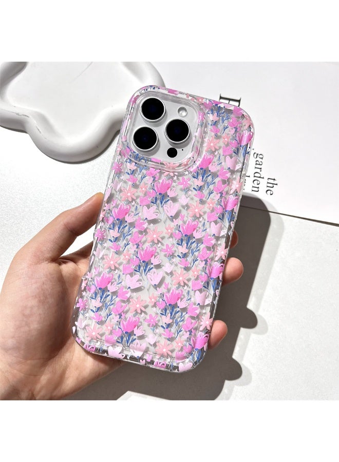 NIBEMINENT Sweet Pink Flowers Protective TPU Case Cover For iPhone 14 Plus Clear - Image 2