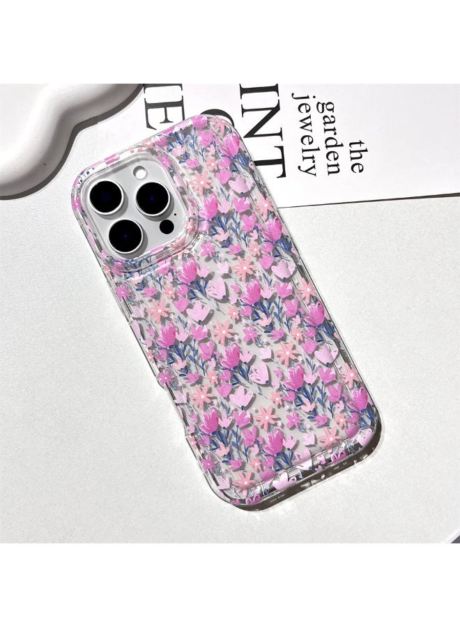 NIBEMINENT Sweet Pink Flowers Protective TPU Case Cover For iPhone 14 Plus Clear - Image 1