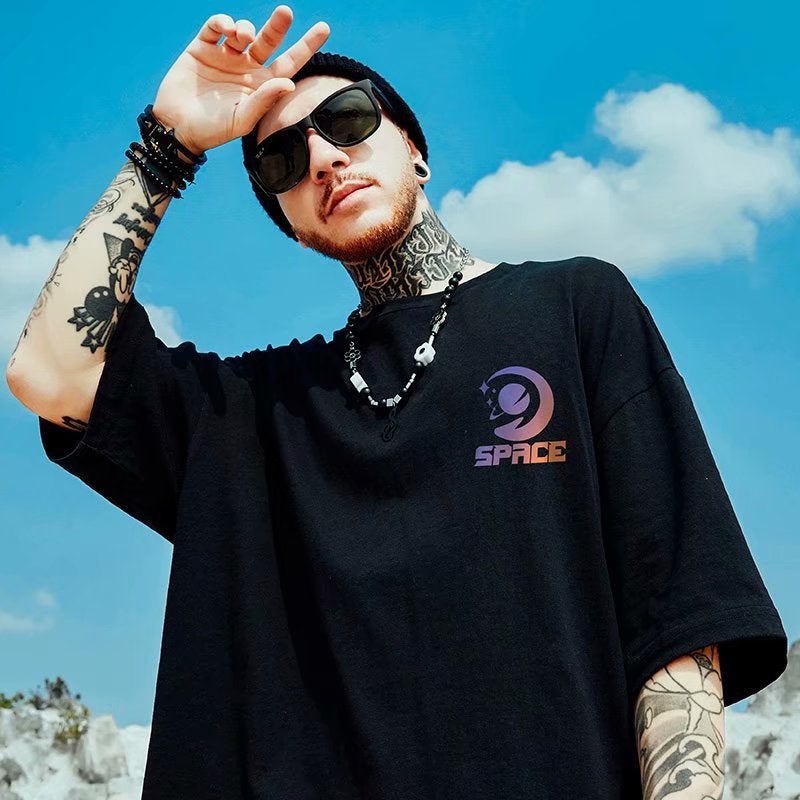 Hip-Hop National Trendy Short-Sleeved Men'S Trendy Brand Trendy Plus Fat Cartoon T-Shirt Loose Half-Sleeved Men'S Trendy Half-Sleeved Couple'S Fat Men'S Trendy - Image 3