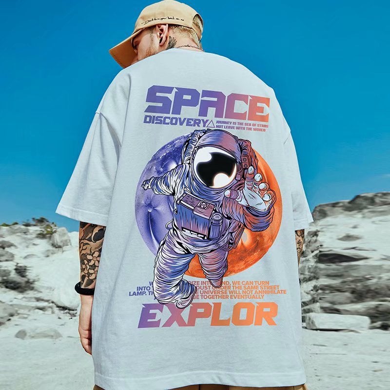 Hip-Hop National Trendy Short-Sleeved Men'S Trendy Brand Trendy Plus Fat Cartoon T-Shirt Loose Half-Sleeved Men'S Trendy Half-Sleeved Couple'S Fat Men'S Trendy - Image 4