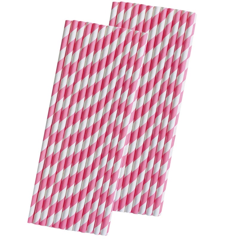 Outside the Box Papers Stripe Paper Straws  Pink White  Valentine  Birthday Party Supply 775 Inches  Pack of 50  Outside the Box Papers Brand