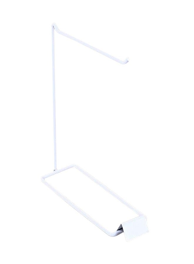 Colaxi Tabletop Free Standing Jewelry Organizer Holder Stand, Modern Metal Hanger Rack Display for Ear Hooks Trinket Keychains Necklace Dresser, 1 Row White - Image 1