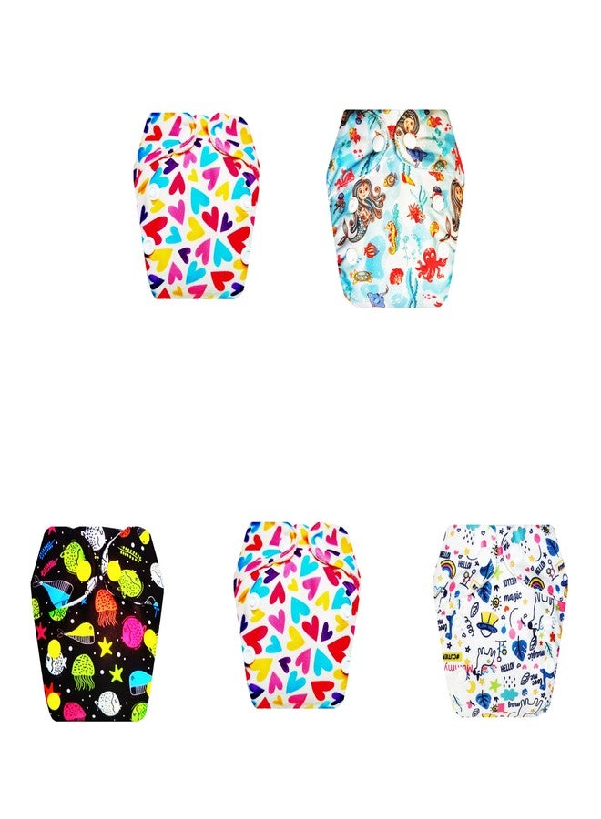 Dumbledo Premium Newborn Cloth Diaper with Integrated Soaker (Pack of 5) | Hypoallergenic | 6-Layer Absorbent Pad | Easy to Clean | Perfect for Indian Summers | 0 - 4 Months | Unisex Baby - Image 1