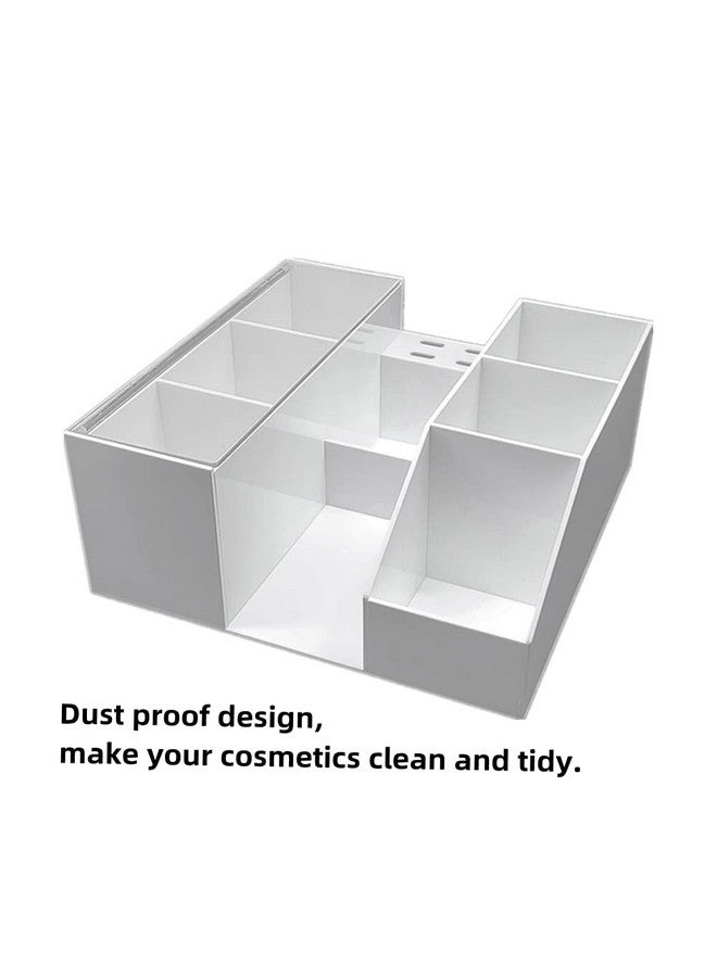 LIXIMMAZN Acrylic Large Capacity Makeup Organizer, Grafting Beauty Extension Supplies Lash Storage Display, Eyelash Storage Case Brush Tweezers Cosmetic Holder (White) - Image 2
