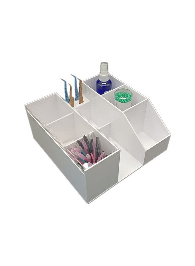 LIXIMMAZN Acrylic Large Capacity Makeup Organizer, Grafting Beauty Extension Supplies Lash Storage Display, Eyelash Storage Case Brush Tweezers Cosmetic Holder (White) - Image 1